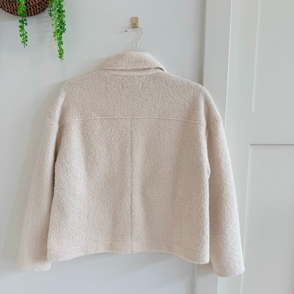Banana Republic Cropped Cream Teddy Sherpa Jacket Women's Petite Medium - Picture 6 of 9
